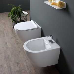 Juego de Artículos Sanitarios de Cerámica para Colgar en la Pared Forl con Asiento de Inodoro, Colección de Accesorios para Baño - Product Image 3