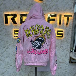 เสื้อฮู้ดสำหรับผู้ชายเสื้อฮู้ดมีซิปพิมพ์ลายทั่วจอ - Product Image 4