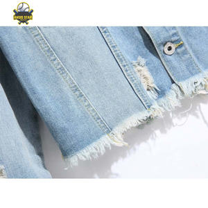 Veste en jean déchirée de style automne/hiver pour femmes, streetwear personnalisé de haute qualité, décontractée, écologique, respirante, 100% coton - Product Image 4