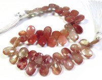 Perles de Labradorite Andesine Rouge Naturelle de Haute Qualité, Taillées en Facettes, 10-12mm, Forme Poire, Pierres Précieuses en Vrac, 100 Carats, Fil de 8,5 pouces, DIY