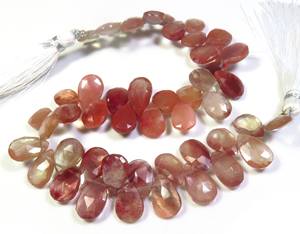 Corte facetado natural 10-12mm rojo andesina labradorita piedras preciosas 8,5 \ "hebra cuentas de pera sueltas - Product Image 6