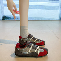 Baskets décontractées polyvalentes pour femmes en cuir véritable, style rétro color block, avec talon compensé invisible, Nouvelle collection Automne 2026, Stock international