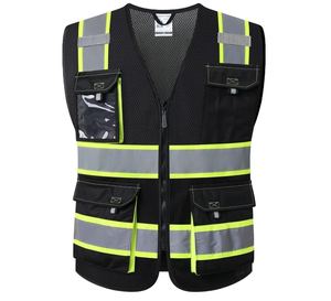 Chaleco DE SEGURIDAD reflectante de alta visibilidad, bolsillos de tela transpirable suaves y cómodos, cierre de cremallera, logotipo personalizable al por mayor - Product Image 1