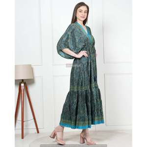 Robe longue en soie faite à la main pour femme, taille élastique élégante, taille XS, respirante, avec fermeture éclair, idéale pour les loisirs, les invitées de mariage, ODM - Product Image 2