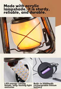 Portable Dimmable LED Nightlight Table Lamp Kerosene Style Cross-Border for Bedside <strong>Camping</strong> Garden Use-for <strong>Camping</strong> Lamps - Product Image 3