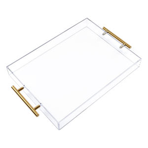 Plateau de service en acrylique transparent Poignées modernes légères durables Plateau écologique pour servir des collations à boissons - Product Image 2