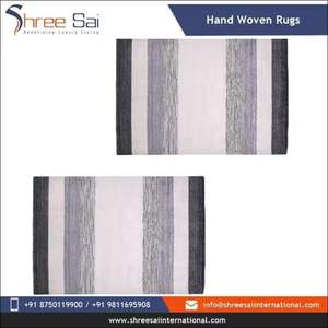 Alfombra bordada a rayas personalizada recién llegados de lana con mechones a mano de alta calidad disponible a bajo precio - Product Image 5