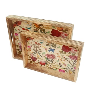 Plateau de service Rectangle imprimé sur mesure Poignées de conception haut de gamme en bois exquis Vaisselle jetable Vaisselle pour - Product Image 1