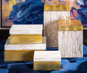 Coffret cadeau de luxe en laque feuille d'or rectangle avec couvercle en incrustation de nacre boîtes à bijoux décoratives faites à la main pour donner - Product Image 6