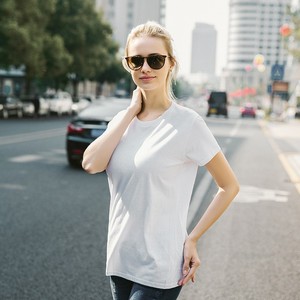 180gsm alta calidad cómodo OEM logo personalizado sólido liso 100% algodón Mujer señora manga corta Camiseta para hombres - Product Image 6