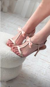 Nouvelles sandales à talons bas et bout ouvert, style féminin, élégantes et puissantes, pour femmes, chaussures d'été à talons hauts avec nœud pour femmes - Product Image 6