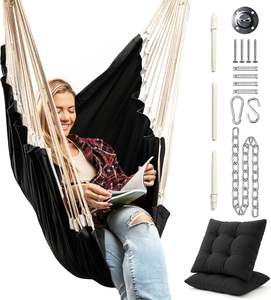 <span class=keywords><strong>Chaise</strong></span> suspendue de camping <span class=keywords><strong>avec</strong></span> <span class=keywords><strong>repose</strong></span>-pieds pour intérieur et extérieur, quincaillerie durable et 2 coussins en peluche pour un soutien complet du corps - Product Image 5