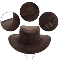 Chapeau de cowboy western unisexe sur mesure, 100 % cuir véritable, avec bandeau en cuir pur.
