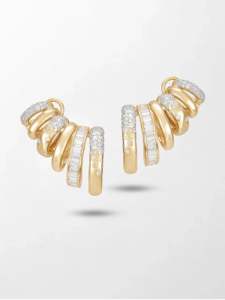 Pendientes Clásicos Blushing Claw Climber con Diamantes Cultivados en Laboratorio, 2.47 Ct, Color GH, Claridad VS, 214 Piedras, Oro Rosa de 14K, Línea Ascendente - Product Image 2