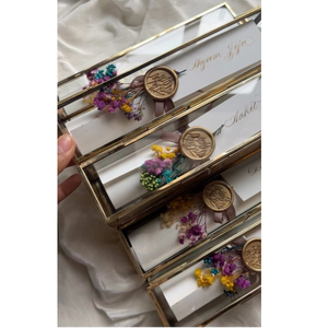 Caja de carta hecha a mano y de latón y espejo, caja de invitación de boda, caja de invitación de Material, caja de desplazamiento de cristal para invitación de boda - Product Image 5