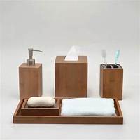 Ensembles d'accessoires de salle de bain en bois d'acacia de bonne qualité pour la décoration Ensemble de salle de bain de luxe pour la maison ou l'hôtel