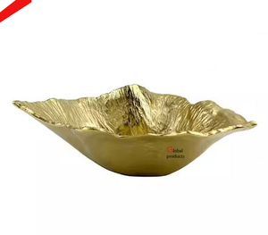 Recipiente para servir de metal de forma redonda con acabado en plata, con hermoso diseño de flores para hotel en casa - Product Image 2