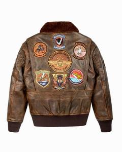 บอมเบอร์แจ็คเก็ตหนังผู้ชายผ้าแคนวาสแบบระบายอากาศได้แผ่นแปะปืน G1ปกแมนดาริน - Product Image 2