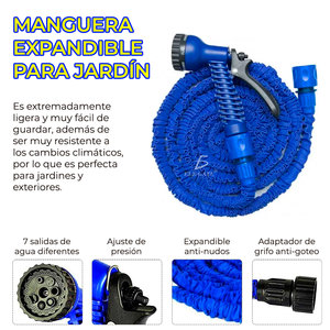 Manguera de Jardín Extensible de 150 pies (15 Metros) con Pistola de Riego, Fabricada en Látex, ABS, Acero y Aluminio Flexible - Product Image 5