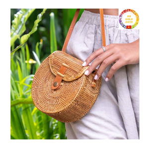 Colorful Handmade Rattan <b>Bag</b> from Vietnam Wholesale Leather Buckle <b>Women</b> Casual Beach Shoulder Woven Straw Purse - Product Image 5