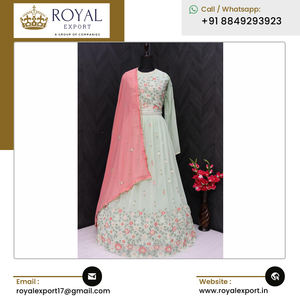 2023 última llegada mejor calidad ropa de boda pesado Faux Georgette Anarkali vestido con secuencia y bordado trabajo - Product Image 3