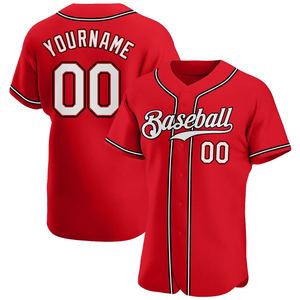 Maillot de Baseball Authentique en Rouge Blanc-Noir Personnalisé Taille Haute Uniformes de Sport d'Entreprise avec Service OEM Fabricant Authentique - Product Image 1