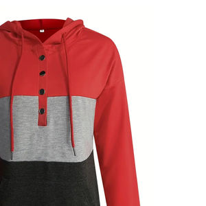 Sudadera con capucha Colorblock de lana orgánica para mujer, Jersey de algodón puro de ajuste Regular personalizado para mujer, sudadera con cordón, ropa de mujer 2025 - Product Image 4