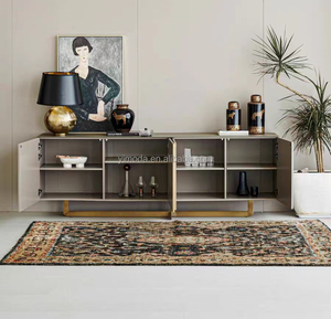 <strong>Modern</strong> <strong>Grey</strong> Gloss Golden Buffet <strong>Sideboard</strong> Cabinet Dining Room Furniture Home Living Room Luxury Marble Top <strong>Sideboard</strong> - Product Image 2