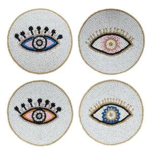 Posavasos de vino con cuentas de semillas de forma redonda con patrón de puntada tradicional posavasos con cuentas coloridas para decoración de festivales - Product Image 3