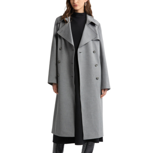 Abrigo largo de gran tamaño con doble botonadura para mujer, gabardina informal transpirable con forro de Cachemira de talla grande abotonada para invierno y otoño - Product Image 6