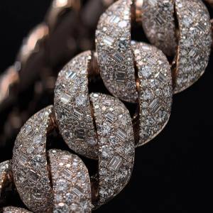 Collar de Cadena Cubana de Plata de Ley 925 de Lujo con Oro Rosa, Diamantes Moissanite VVS Certificados por IGI, Personalizado para Bodas y Fiestas - Product Image 4