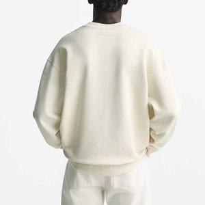 Sudadera de cuello redondo personalizada 100% algodón para hombre, ropa de calle de gran tamaño con hombros caídos, jersey de cuello redondo acanalado, sudadera para hombre - Product Image 3