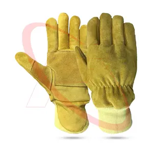 畅销耐热消防员手套最佳牛皮皮革防水消防员手套巴基斯坦皮手套