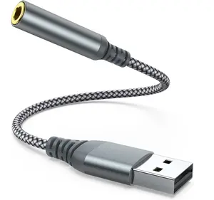 USB ke Earphone Jack 3.5mm Audio Digital, Adaptor Audio Digital Headphone eksternal kartu suara mikrofon dengan Aux Stereo konverter untuk PC Lap