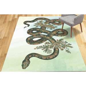 Alfombra con Estampado de Serpiente Floral - Alfombra Moderna con Diseño Animal, Alfombra de Chenilla - Product Image 4
