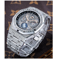 Montre Homme Élégante en Acier Inoxydable avec Diamant Moissanite VVS, Mouvement à Quartz, Verre Écologique, Brillance Supérieure, Style Antique