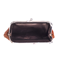 Grosir tas rias rambut kulit sapi wanita kecil Mini dompet ritsleting rantai nilon wanita kantung rias bulu lembut Satin jumlah besar