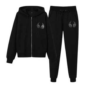 Tracksuit 2 Piece Jogger Set Plus Size Full Zip up <b>Hoodie</b> Set Rhinestone Tracksuit for Men - Product Image 2