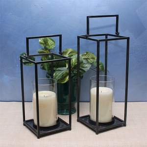 Iron Craft Modern Gold Metal <b>Tall</b> Decorative Geometric Candle <b>Lanterns</b> Indoor Outdoor Home Garden Wedding Christmas Decor - Product Image 2