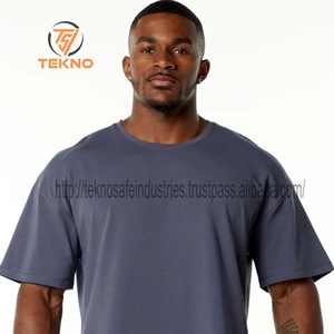 Camiseta extragrande con hombros caídos de algodón 100% de peso pesado personalizada para hombre, de punto de alta calidad, transpirable, ligero, cuello redondo, largo sólido - Product Image 5