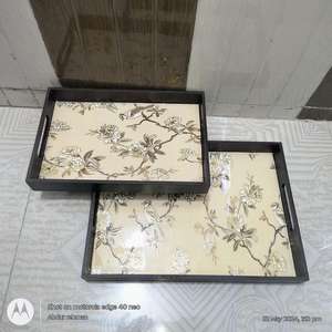 Moderno Juego de Bandejas para Servir de MDF con Acabado Esmaltado, Ecológico, con Asa, 12x12x2 Pulgadas, Decoración Navideña para el Hogar, Artesanía en Madera - Product Image 2