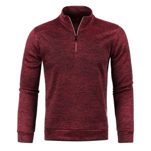 Sudaderas con media cremallera para hombre de otoño, jersey de manga larga de Color sólido, cuello alto, chaqueta de lana cálida para invierno, no tejida teñida - Product Image 4