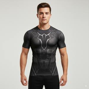 Protector de sarpullido corto para hombres para Jiu Jitsu Kimono natación lucha ropa de compresión impresión completa camisa de boxeo MMA Half Rash Guard - Product Image 5