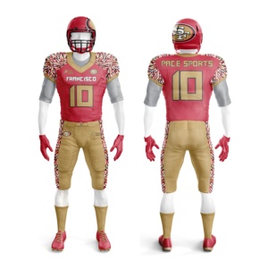 Uniformes de football américain à manches courtes entièrement personnalisables par sublimation, respirants, de haute qualité, 100% polyester, coupe extensible - Product Image 1