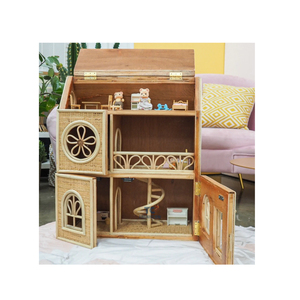 Casa de ratán hecha a mano de alta calidad, juguetes para niños, accesorios de muñeca de ratán para decoración de habitación de bebé chico jugando - Product Image 3