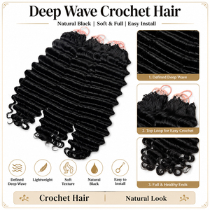 Extensions de cheveux humains naturels noirs style bohème, ondulations profondes, pour tresses, boucles douces et volumineuses. - Product Image 6
