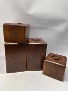 Mango Wood Airtight <b>Canister</b> Set 3-Piece Kitchen Counter Top Storage Container with Lids for <b>Coffee</b> <b>Tea</b> & <b>Sugar</b> Brown Color - Product Image 6