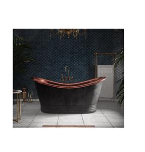 Deep soaking antique copper bath tub with rustic finished adnd handcrafted detail for serene bath environments - Product Image 4
