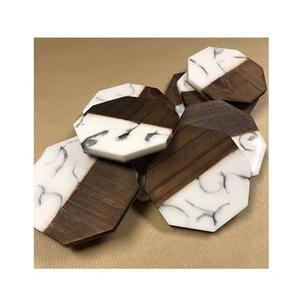 Posavasos personalizado de resina epoxi y madera, posavasos de forma octogonal, posavasos para el hogar y la cocina, posavasos para decoración de mesa, suministro de cocina - Product Image 1
