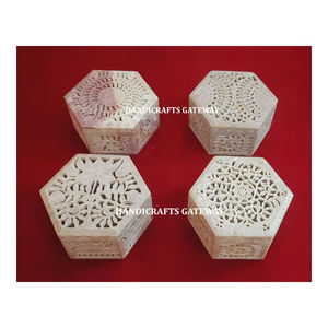 หินสบู่ธรรมชาติทรงหกเหลี่ยมกล่องใส่ผลไม้แห้งสำหรับเป็นของขวัญงานแกะสลักด้วยมือดีไซน์หลากหลายรูปแบบ - Product Image 1